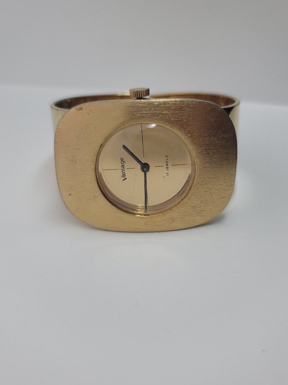 Vintage Gold Tone, Hinged Bangle, Automatic Watch w/17 Jewels by Vantage